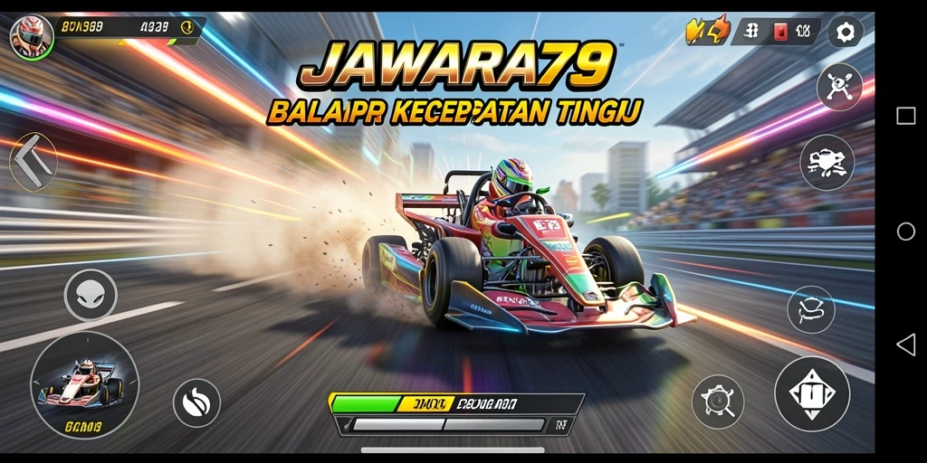 Tampilan permainan Racing JAWARA79 yang menampilkan kecepatan dan kompetisi.