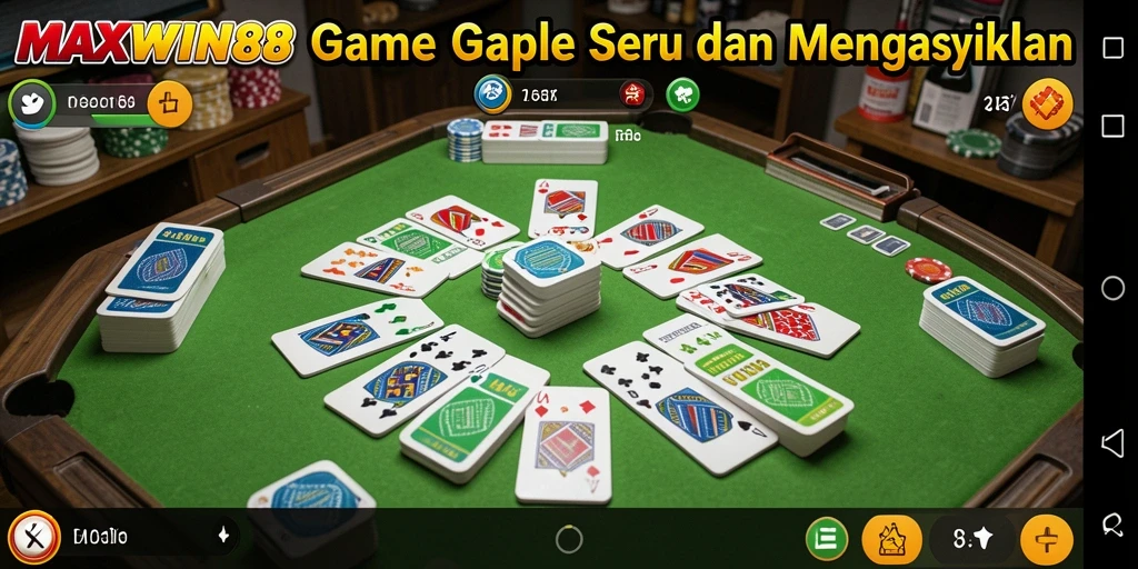 Tampilan grafik menarik dari gameplay Gaple MAXWIN88.