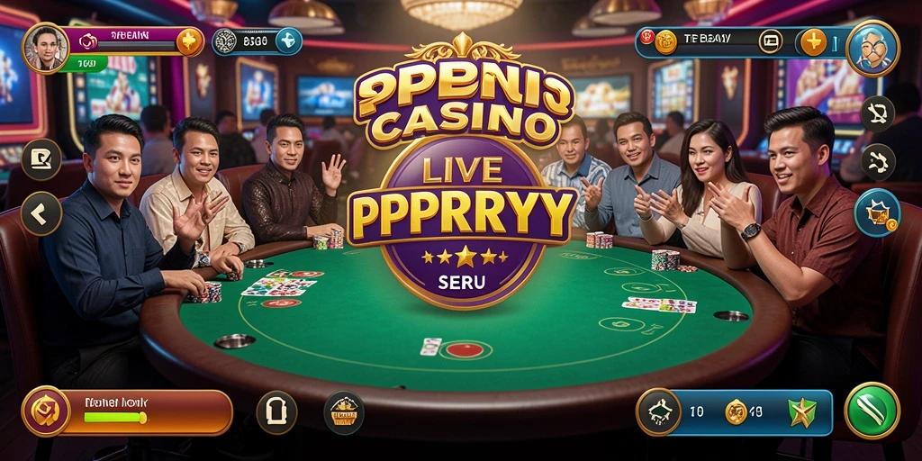 Tampilan gameplay PPRRYY dengan dealer langsung di meja kasino.
