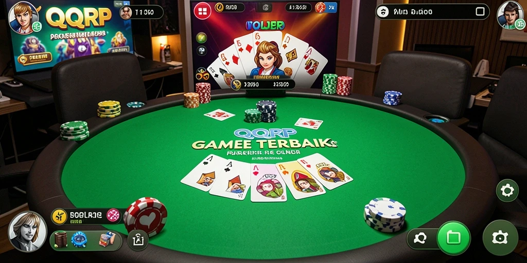 Screenshot QQRP menunjukkan aksi seru permainan poker online.
