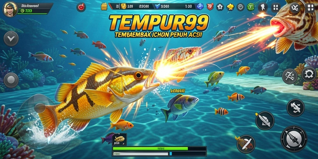 Tampilan grafis menarik dari gameplay Tembak Ikan TEMPUR99.